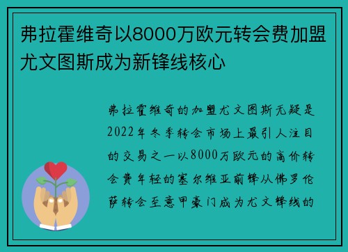 弗拉霍维奇以8000万欧元转会费加盟尤文图斯成为新锋线核心